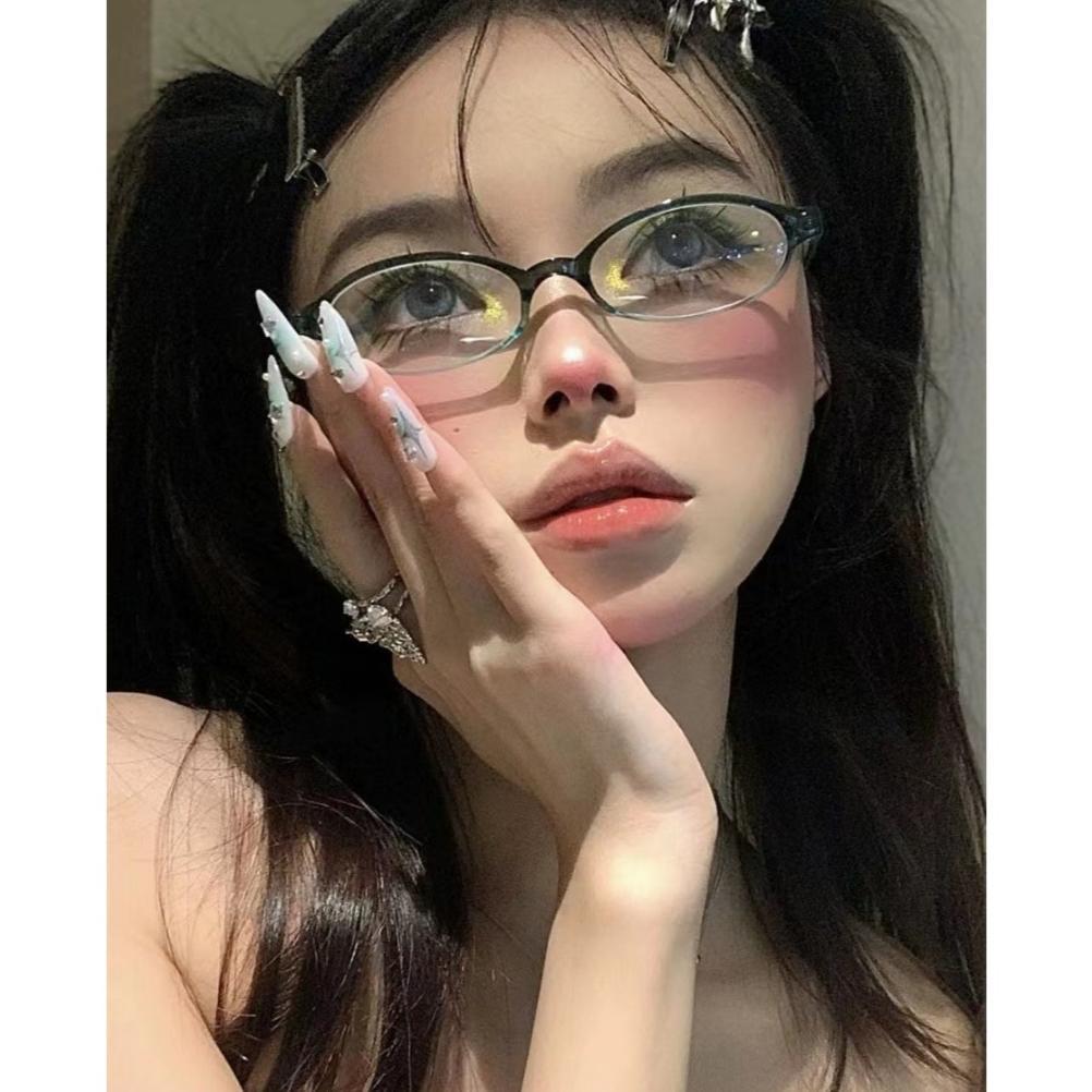 Official Kacamata Retro Wanita /Bingkai Oval Kacamata Model Korea Untuk Unisex