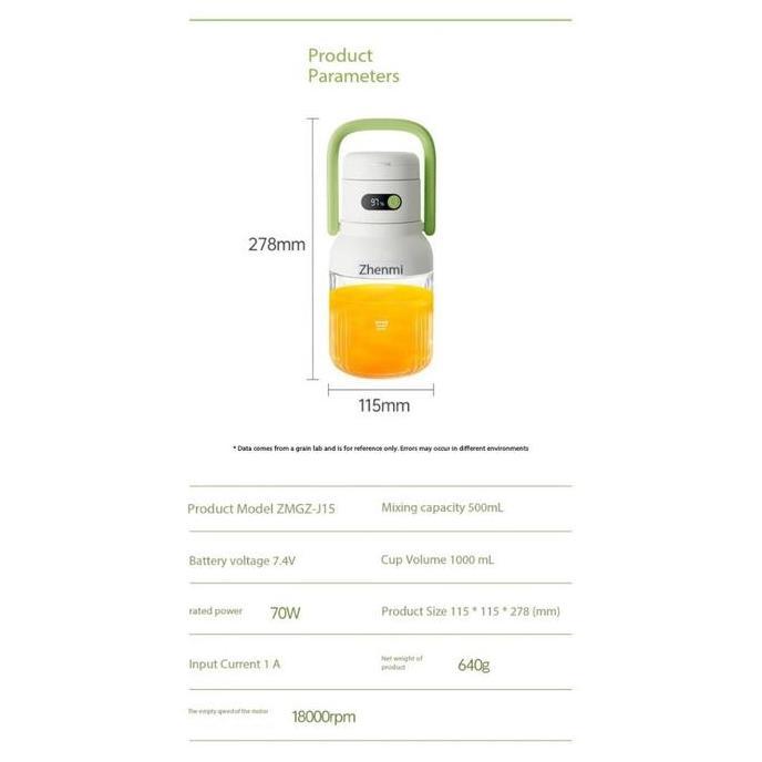 Blender Jus Zhenmi / Blender Buah Kapasitas 1000ML / Blender Portable Include Sedotan 1000ML [terbai