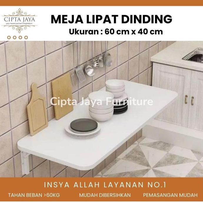 GRATIS ONGKIR - Cipta Jaya Furniture Meja Lipat Dinding Kayu 60x40 cm Tempel Belajar Lesehan Gantung