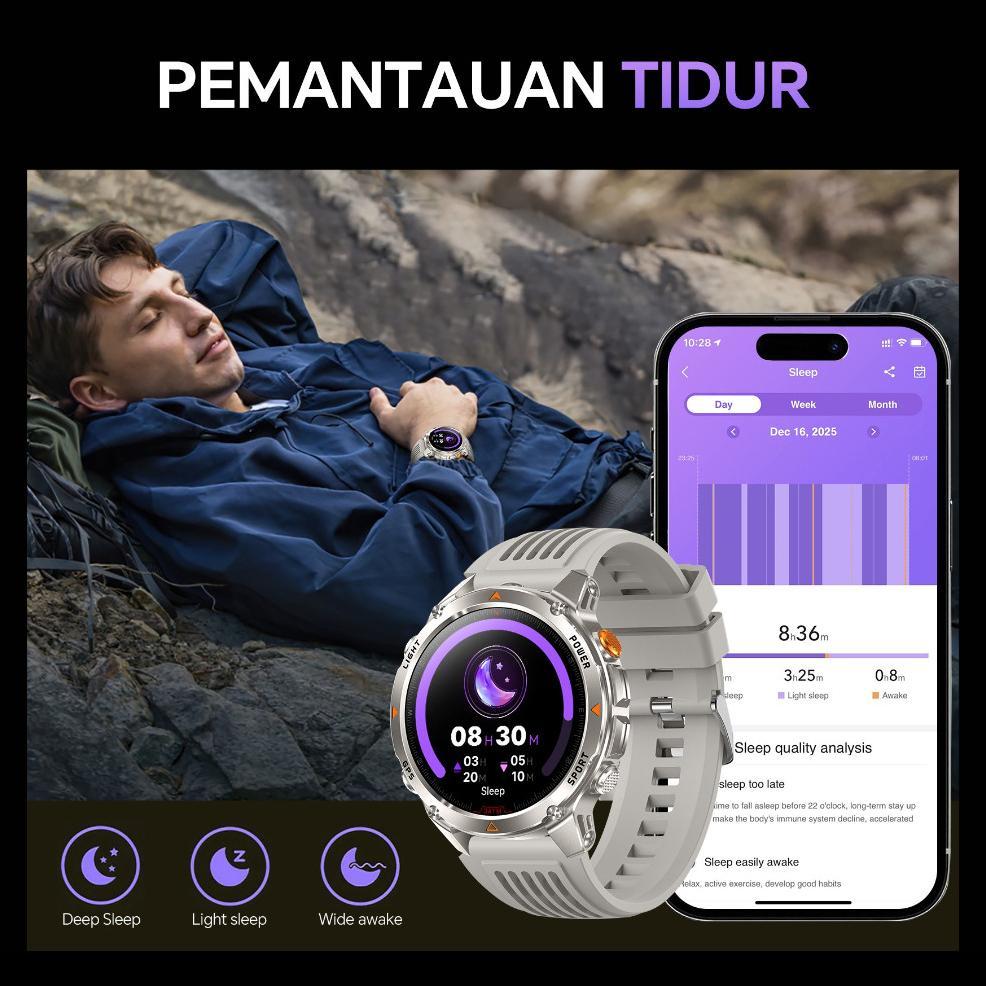 NEW DEALS Morein Rock 2 GPS Jam Tangan Smartwatch - Layar HD 1.46'' | GPS + Kompas | Altimeter + Bar