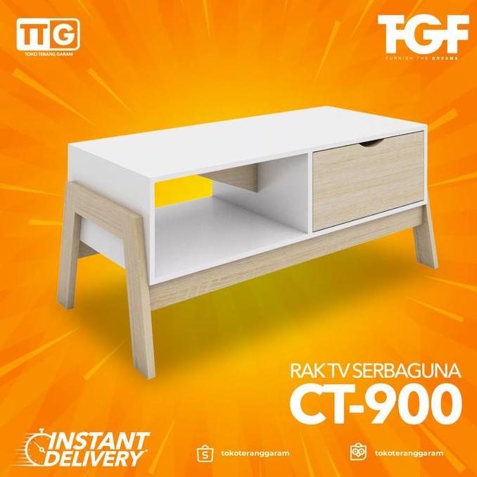 PROMO HARI INI - TGF Meja / Rak TV Serbaguna Minimalis Sonoma White CT - 900 90 cm