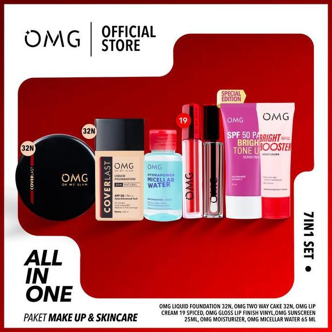 Lebih Murah Omg Oh My Glam All In One - Paket Make Up & Skincare I Kulit Tampak Glowing & High Cover