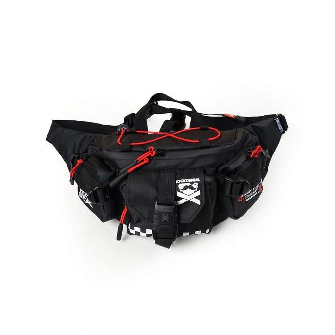 Kick Denim - Waist Bag Tas Pinggang Hitam Pria Variasi Merah With Adjuster - Wb Exline