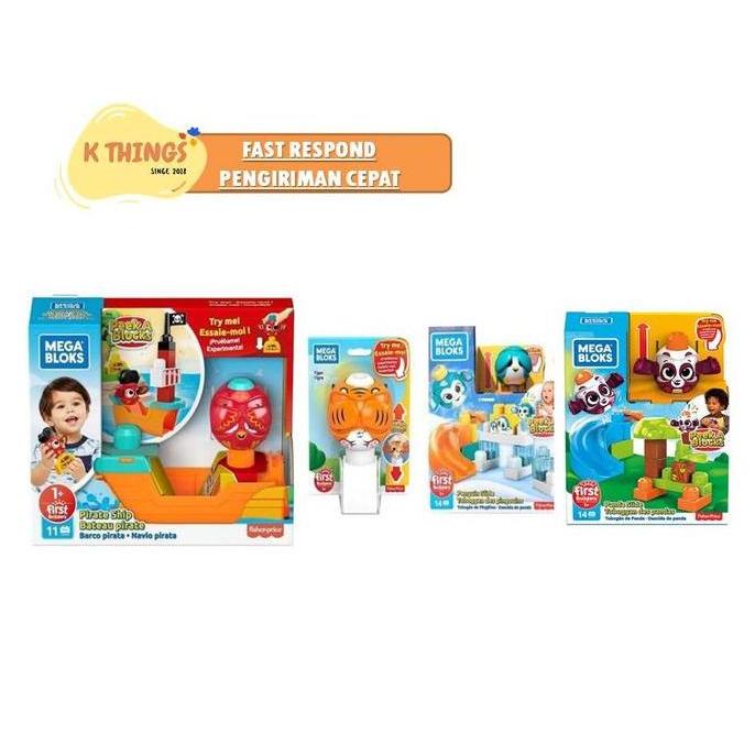 FISHER PRICE Mega Bloks Peek a Blocks Penguin Slide 14 Pcs ORI 1+ Mainan Edukasi Balita