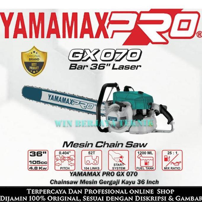 Terlaris Yamamax Pro Gx 070 Chainsaw Mesin Gergaji Pohon 36 Inch Senso Potong Kayu Gx070