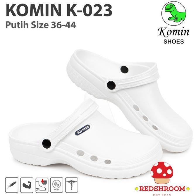 DN13 - Sandal Selop KOMIN K023 PUTIH Fashion Karet Lokal Nyaman Ringan Anti Air Slip APD Perawat Dok