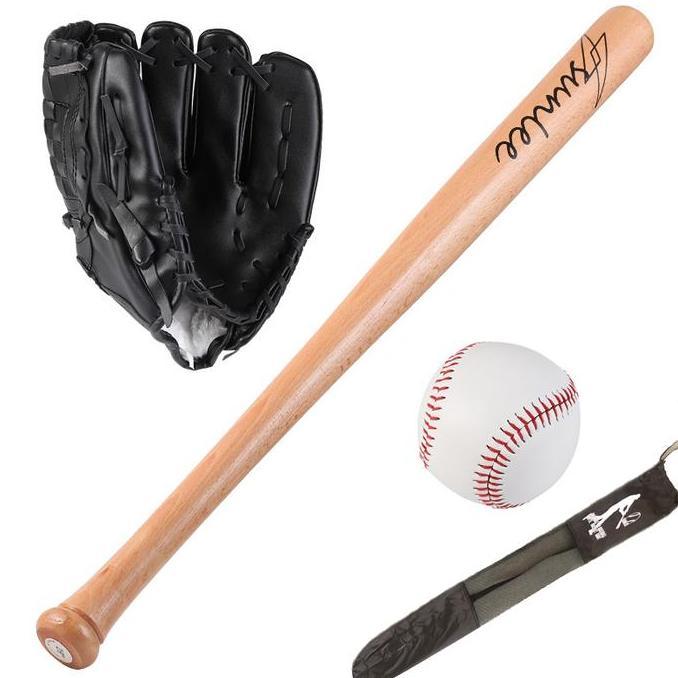 Sale, Kids Teenagers 25Inch Wood Baseball Bat Set Softball Ball Baseball Gloves Baseball Set With Ba