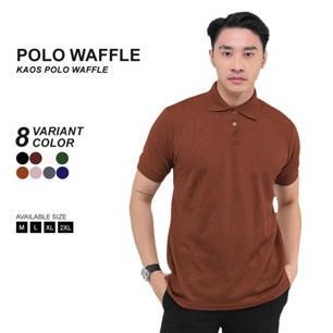 BROGUY Kaos Polo Shirt Pria Waffle - Chestnut