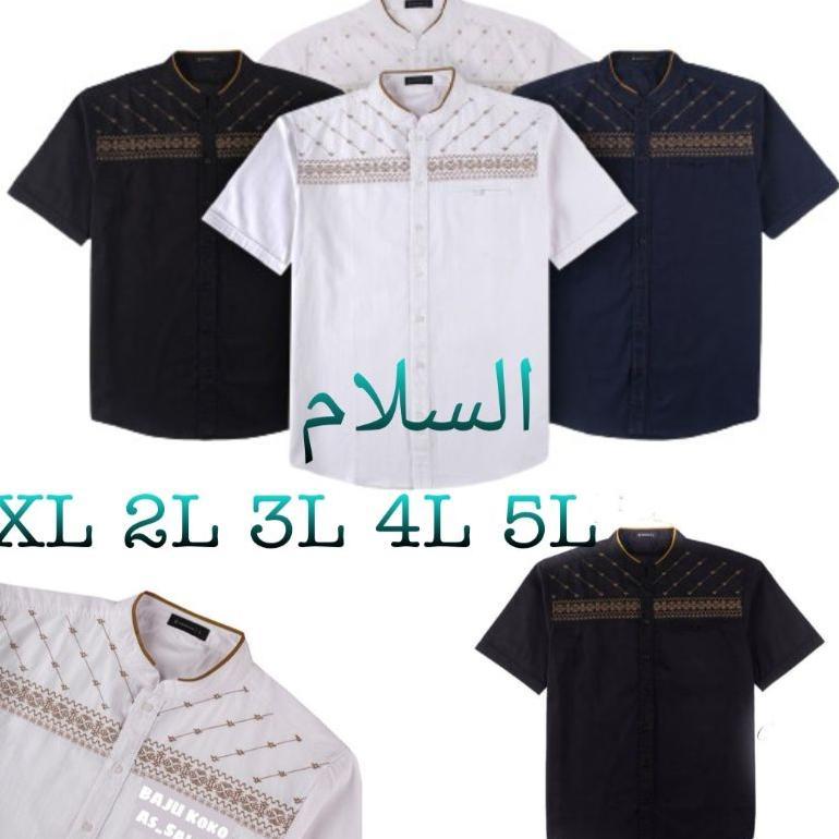 BIG SIZE JUMBO BAJU KOKO BORDIR LENGAN PENDEK PRIA DEWASA XL-5L