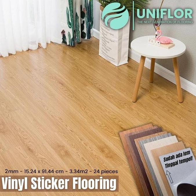 Lantai Vinyl STICKER - Uniflor Tebal 2MM - Lantai Kayu - Wood Plank