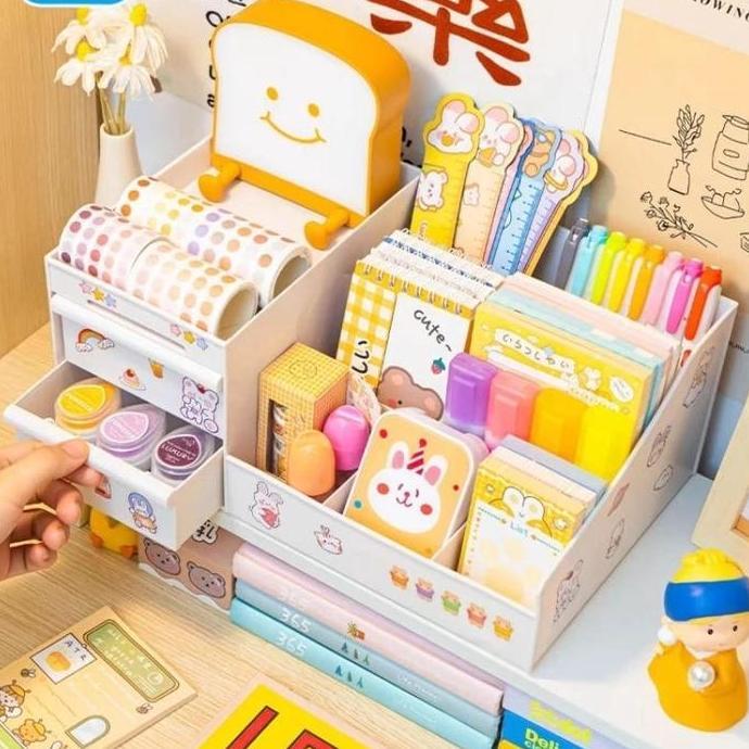 [COD] Rak Cosmetics Storage 2 Laci Gratis Stiker Lucu - Rak Domi / Rak Makeup / Rak  Kosmetik 2 Laci