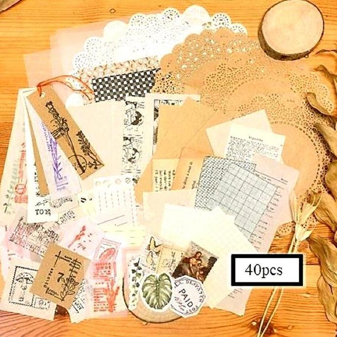 New- Mini Vintage Jurnal Kit Set 40Pcs