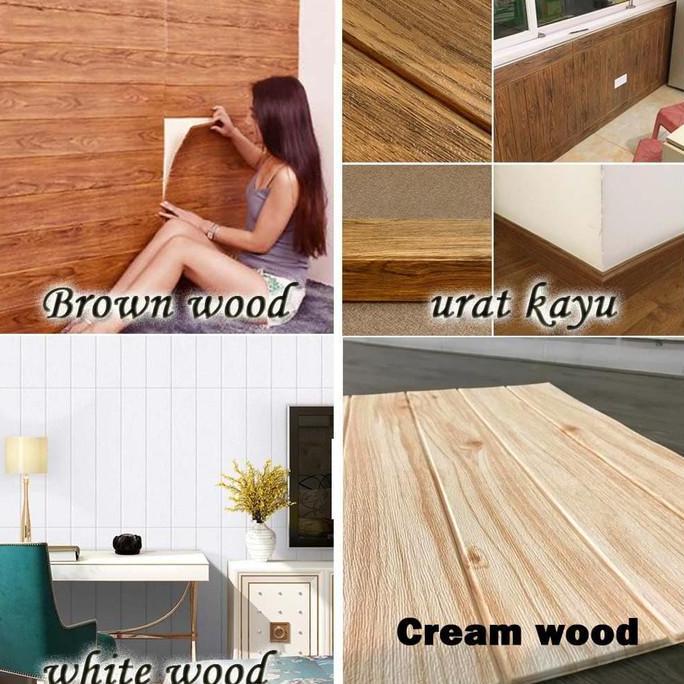 Pastipas- Foam 3D Kayu List Wood Panel Spons Llpaper Sticker Dinding