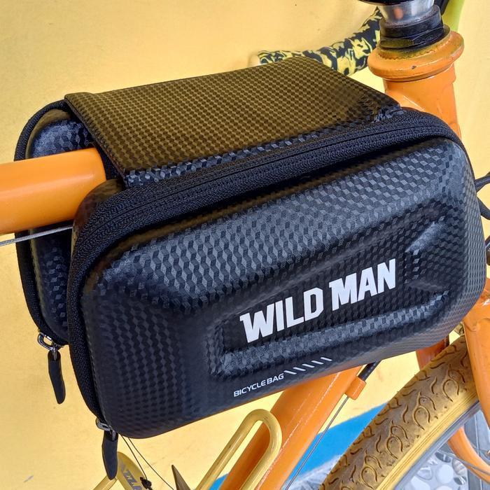 Wild Man Tas Depan Frame Sepeda Waterproof Tahan Air Hard Case Carbon Original Dan Terpercaya