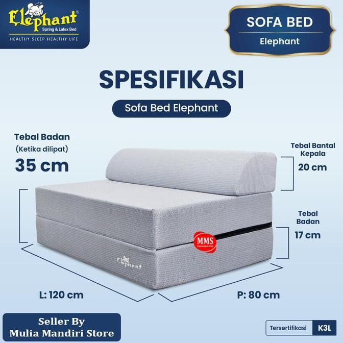 Elephant Kasur Lantai Lipat Trifold Sofabed / Sofa Bed Kasur / Sofa Tidur Lipat