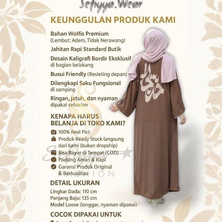 PREMIUM GAMIS ABAYA TURKI BASIC POLOS BORDIR LIST BISBAN DAILY SYARI BAHAN WOLFIS | GAMIS ABAYA WOLL