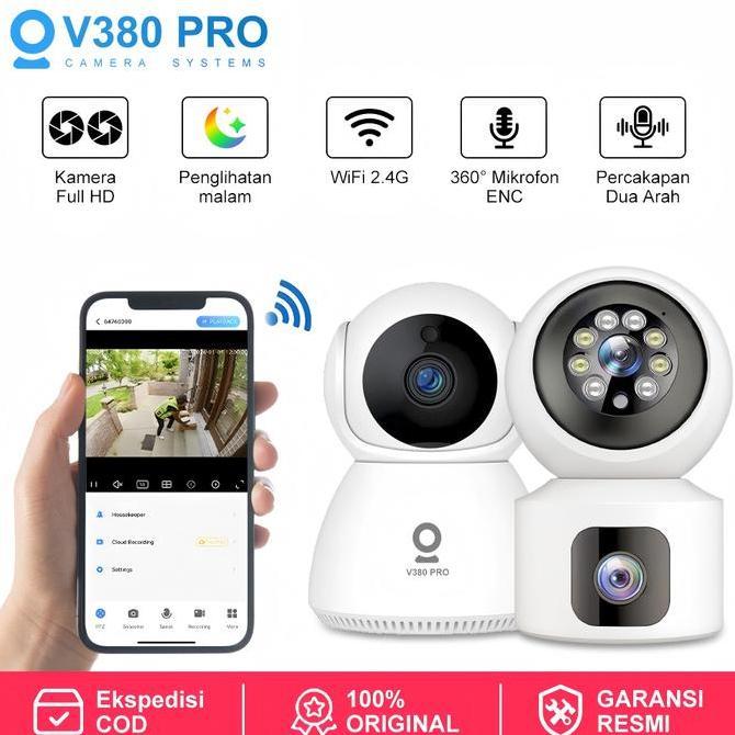 CCTV V380 PRO Kamera Kamera Cctv Kecil Terhubung Ke Hp Digital Resolusi Tinggi WiFi 2.4G 360 Mikrofo