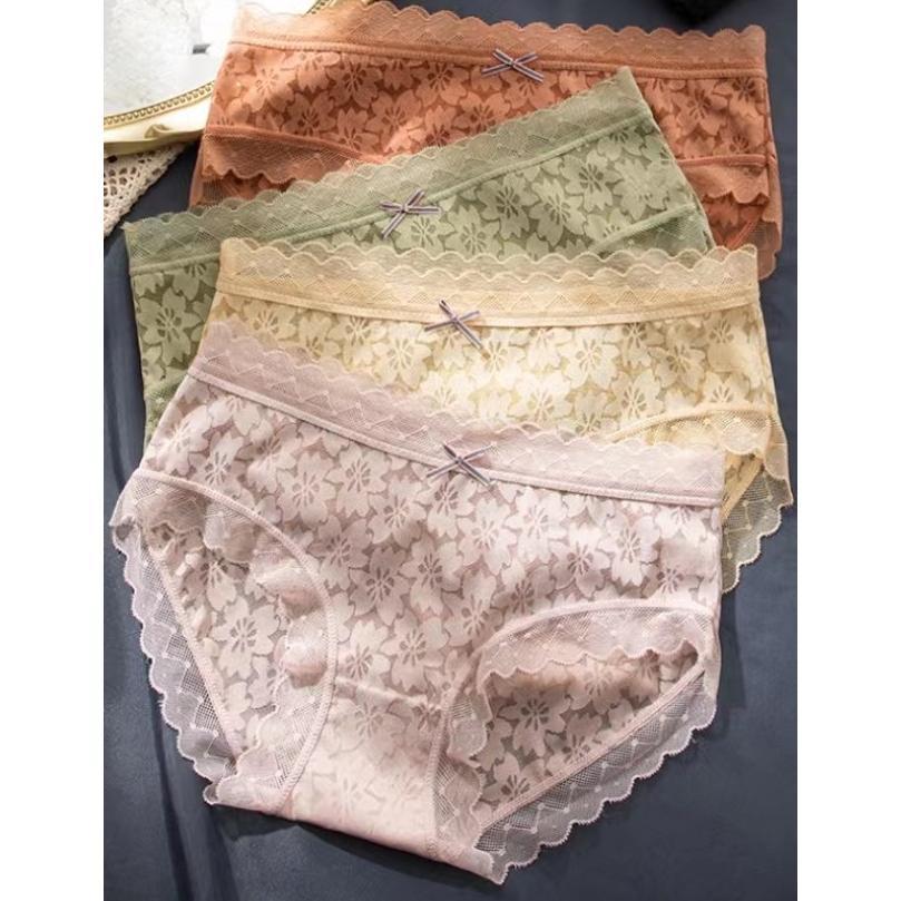 Limited Hoho_Hwang (C-193) Celana Dalam Renda Cd Wanita Mid Waist Celana Dalam Sutra Wanita