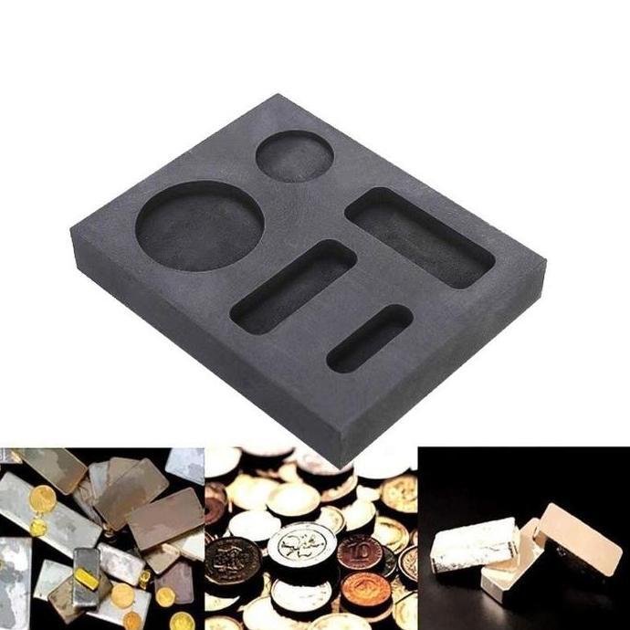 Ready Cetakan Ingot Grafit Emas Graphite Ingot Mould untuk Koin Alat Cetakan Ingot 5-in-1 Grafit