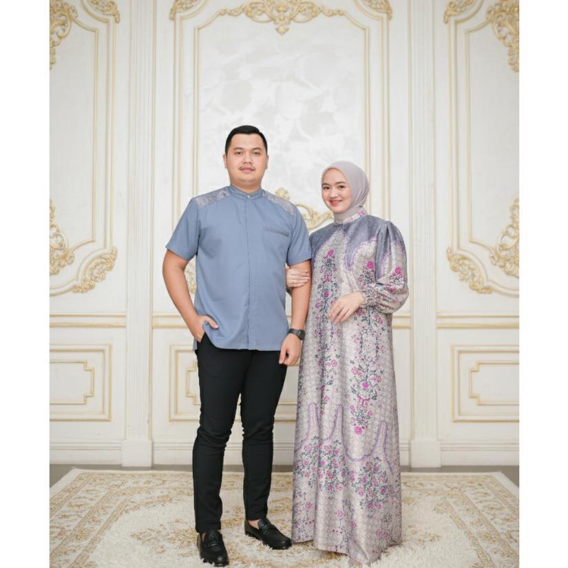 Terlaris Pamungkas Collection Sarimbit Adiva & Adnan Gamis Bahan Mirabela Silk Kemeja Bahan Toyobo S