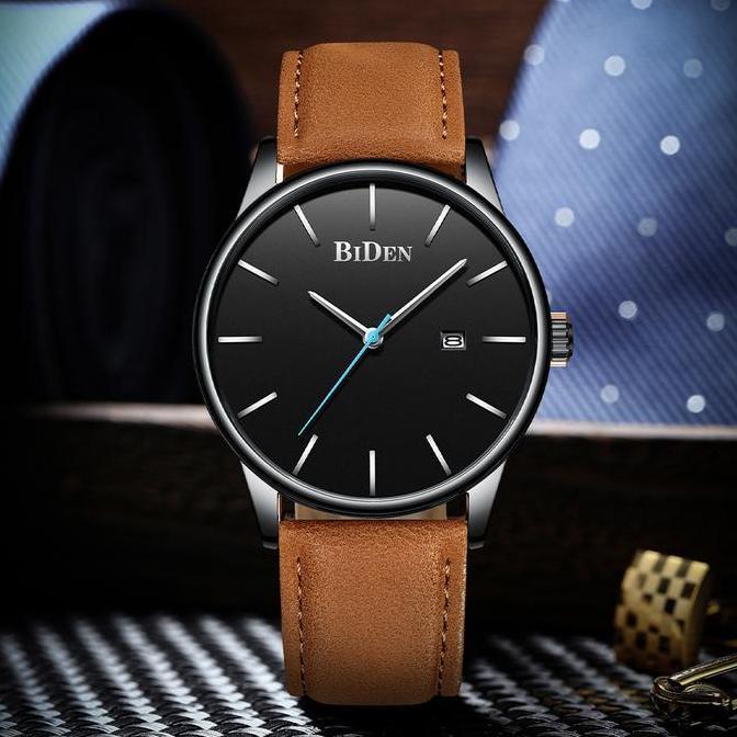 Orologi- Biden Jam Tangan Pria Kalender Bisnis Tali Kulit Jam Tangan Cowok