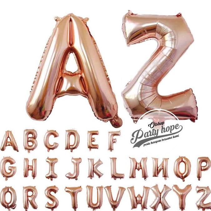 Balon foil huruf Rose Gold / balon huruf / balon foil abjad Rose Gold