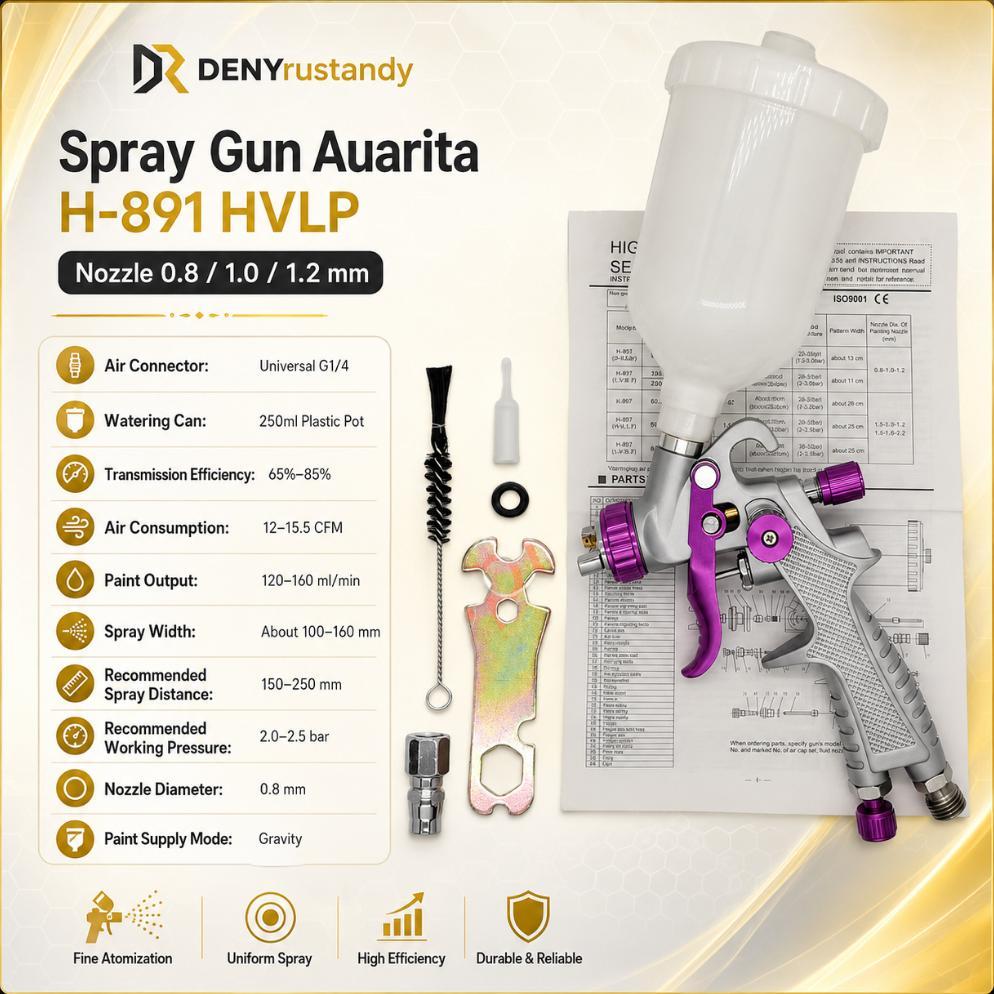 Spray Gun Auarita H891 HVLP 0.8/1.0/1.2mm Cup 250ml