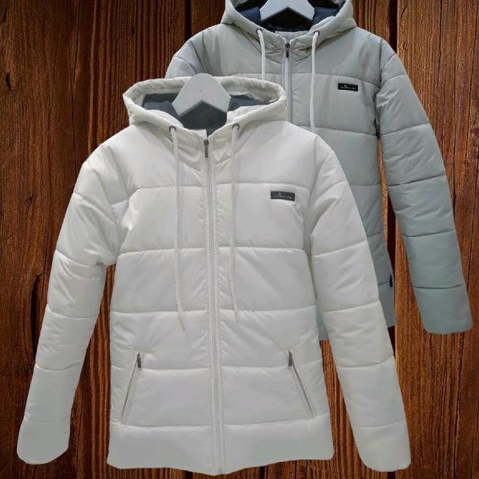 JUAL Flowing jacket puffer garaga mix & white Musim dingin JUAL