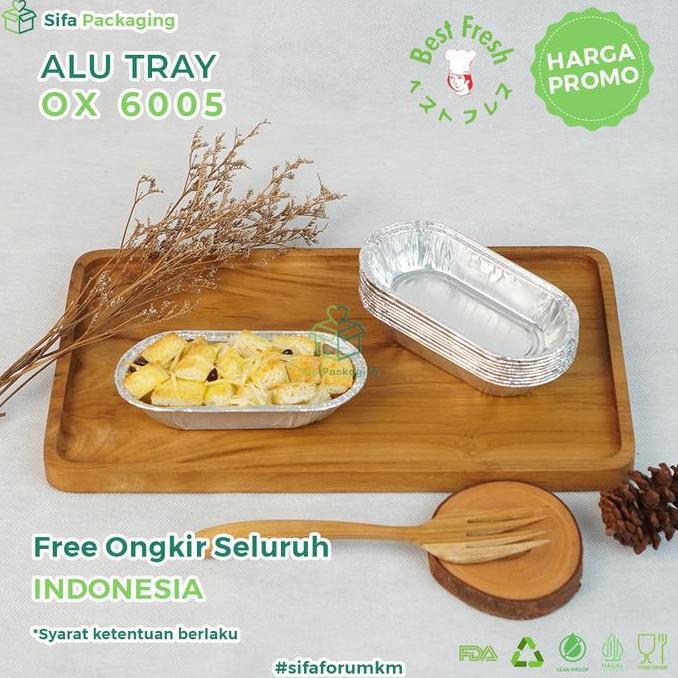 Bebasaja- Alumunium Foil Tray Cup Ox 6005 Pie Mini Macaroni Schotel Kue Roti Spaghetti Brulee Isi 10