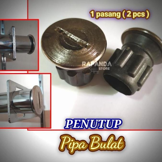 Pilihan- Sepasang Penutup Pipa Bulat Gantungan Baju Besi Hollow Pipa Stainless