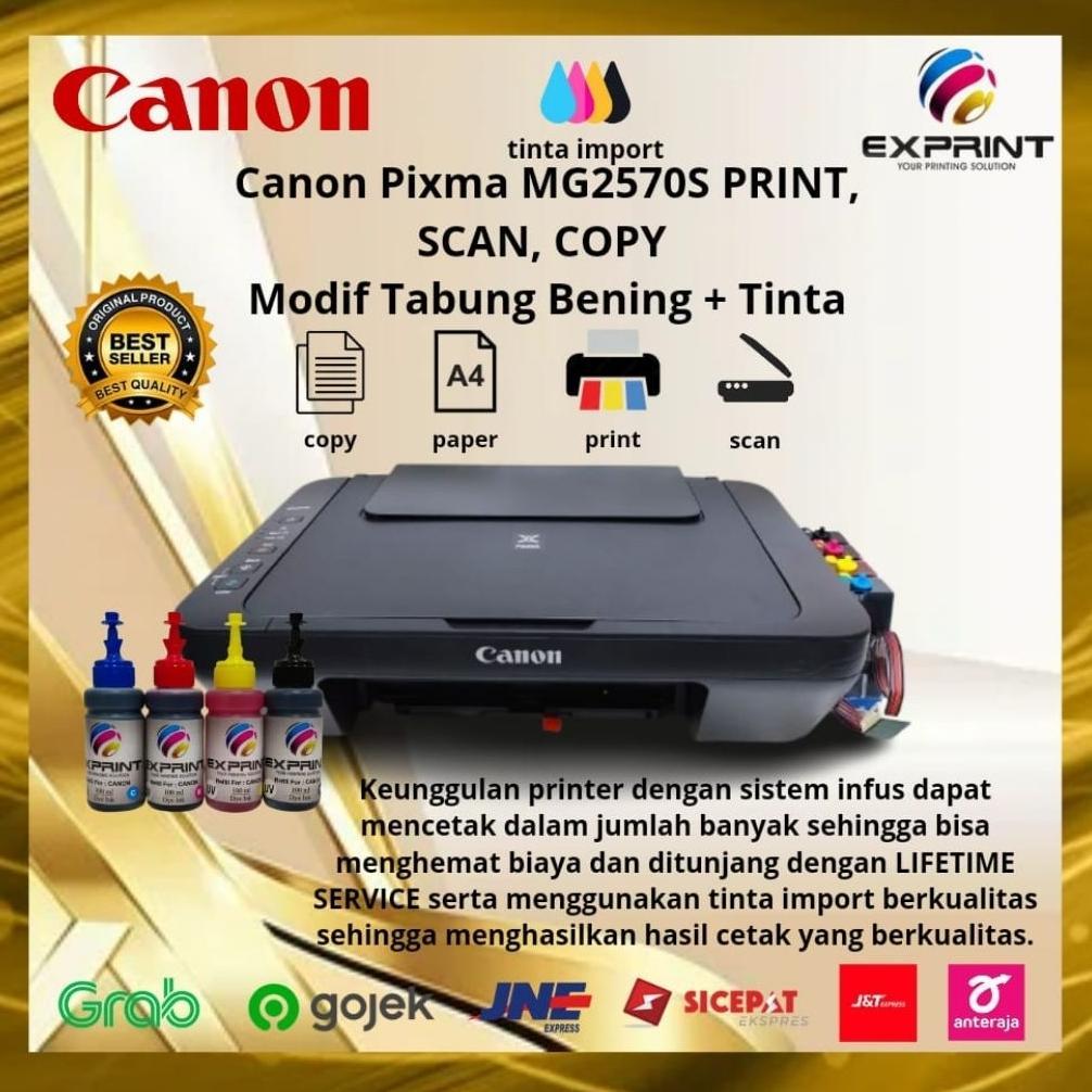 Printer Canon Pixma MG2570s All in One+Infus Tabung Transparant