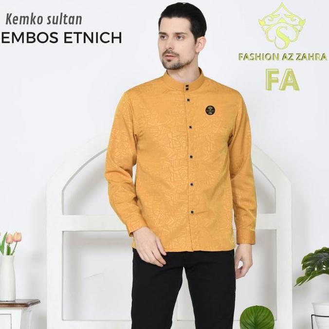 Boyx- Kemko Sultan Terbaru 03 Baju Koko Sultan Meh Kain Motif Embos Kerah Nyaman Kantong Samping Kan