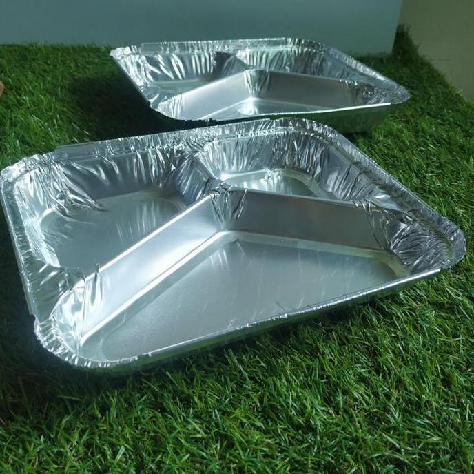Bebasaja- [25Pcs] Aluminium Tray Bento Sekat 3 /  Alumunium Bx 2193 Sekat 3 Food Grade