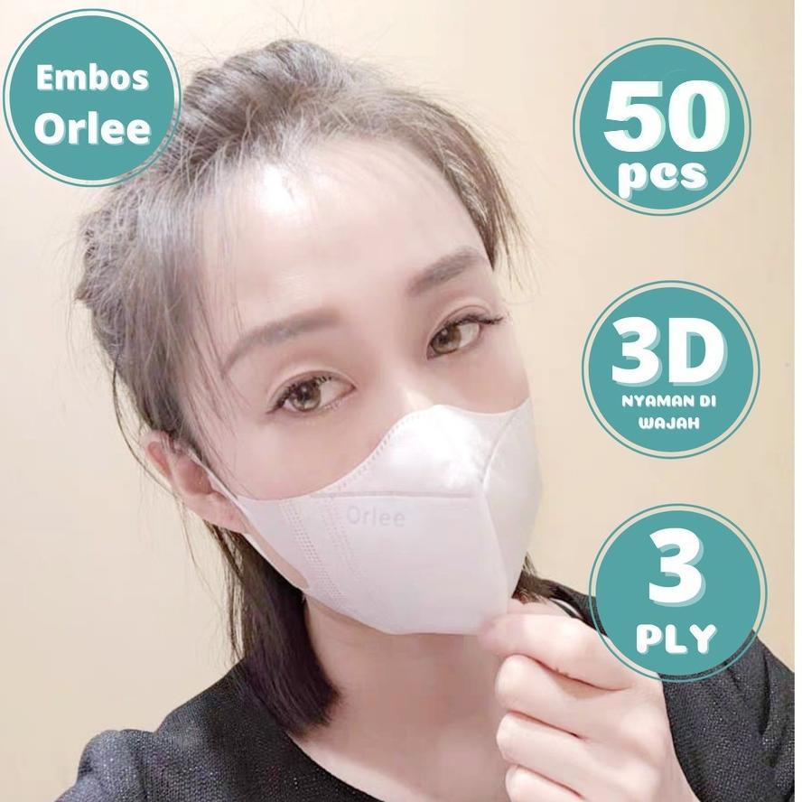 Termurah Masker Duckbill 3ply Dewasa isi 50 Orlee 3D Face Mask Ear DUCKK BILL GARIS EMBOS ORLEE Warn