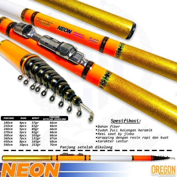 SET LENGKAP Pancing Tegek Kolong Oregon Neon Pole Murah Reel Joran