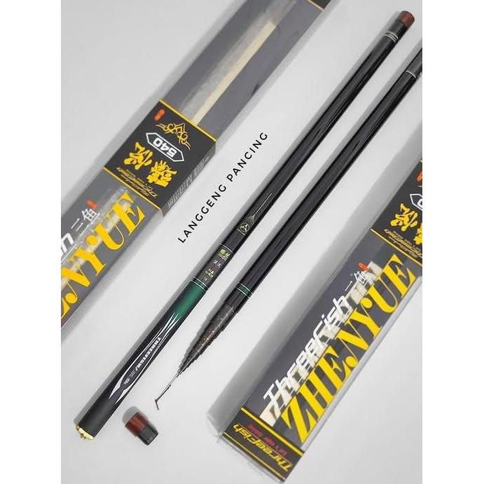 Threefish Joran Pancing Tegak Zhenyue Carbon Ringan Alat Memancing dengan Ringan