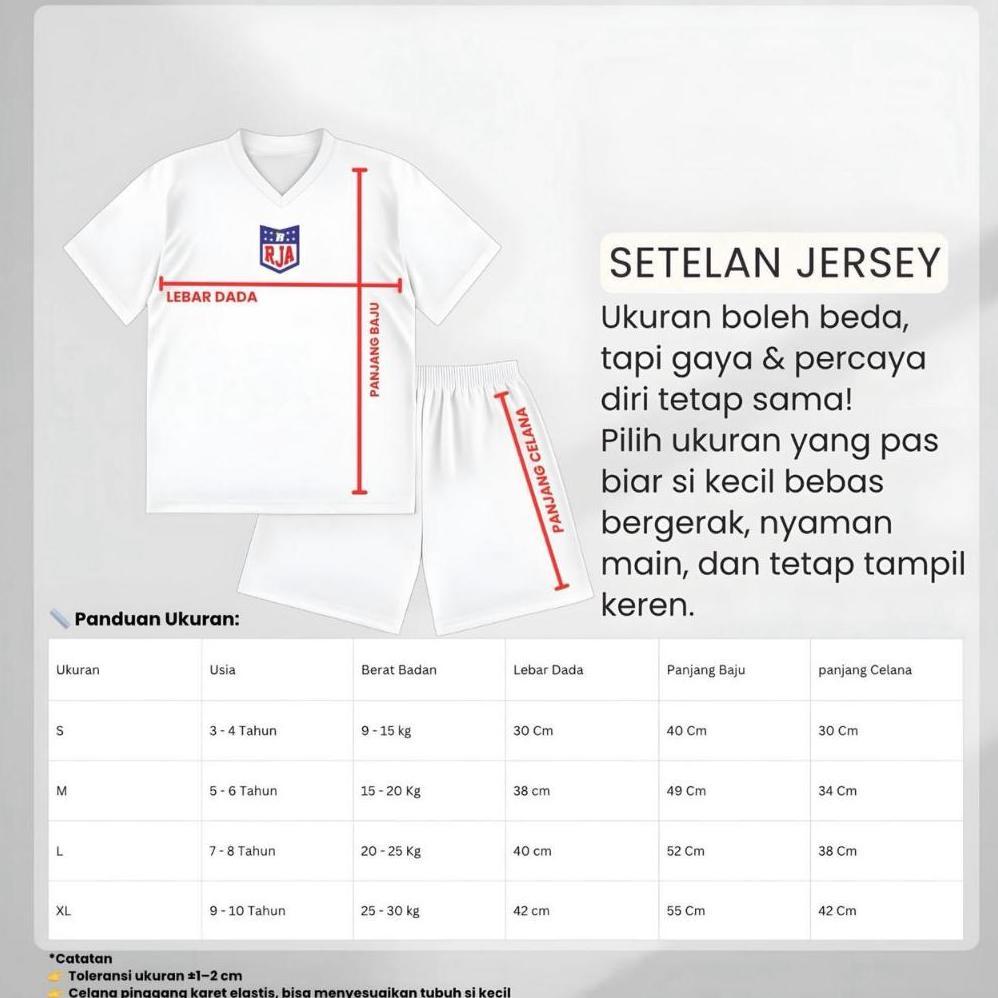 GARANSI Setelan Jersey Anak Laki-Laki & Perempuan | Jersey Anak Terlaris | Setelan Baju Bola Anak Dr