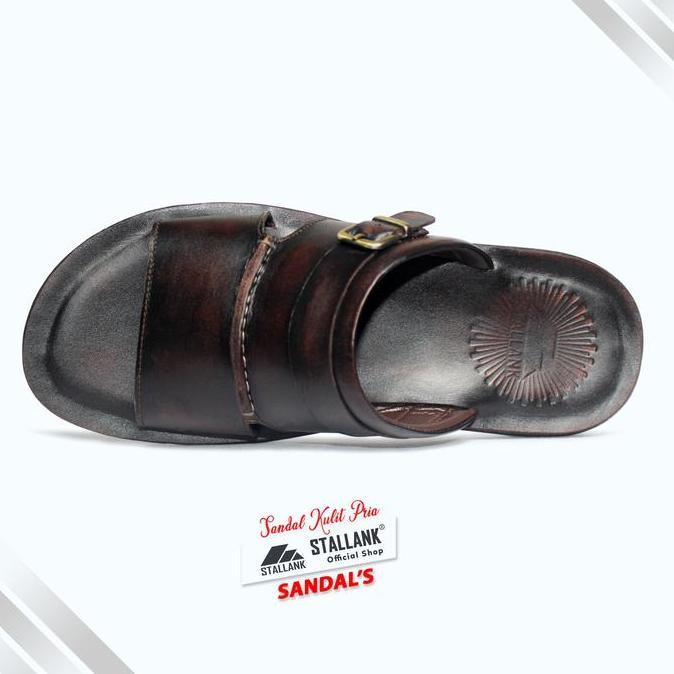 STALLANK || Sandal Kulit Pria Selop Gesper Kekinian