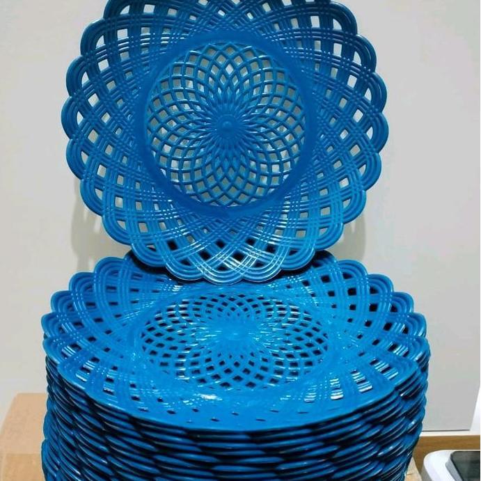 Bora- Piring Rotan Plastik 24Pcs , Piring Plastik Cantik , Piring Plastik , Piring Rotan Plastik Cek