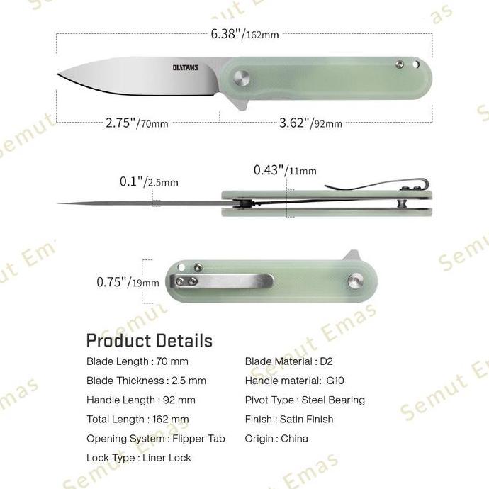 Pussx- Olitans Al-G040 D Edc Folding G10 Handle With Ball Bearing
