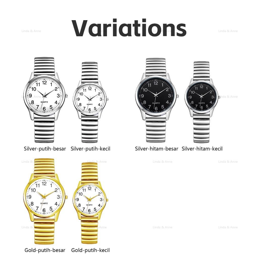 L&A - Jam Tangan Couple Rantai Elastis Jam Tangan Tali Besi Simple Elegan