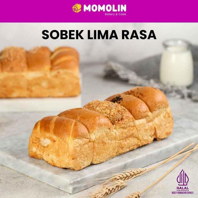 New- Momolin Bakery - Roti Sobek Isi 5 Rasa - Roti Sobek - Roti Isi Coklat - Keju - Srikaya - Kelapa