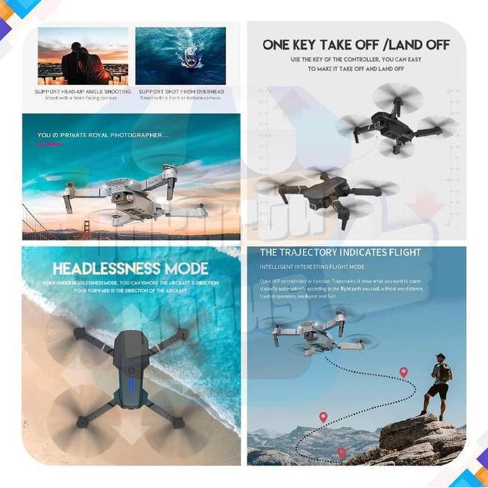 Drone E88pro Foldable Drone Lipat Single Camera