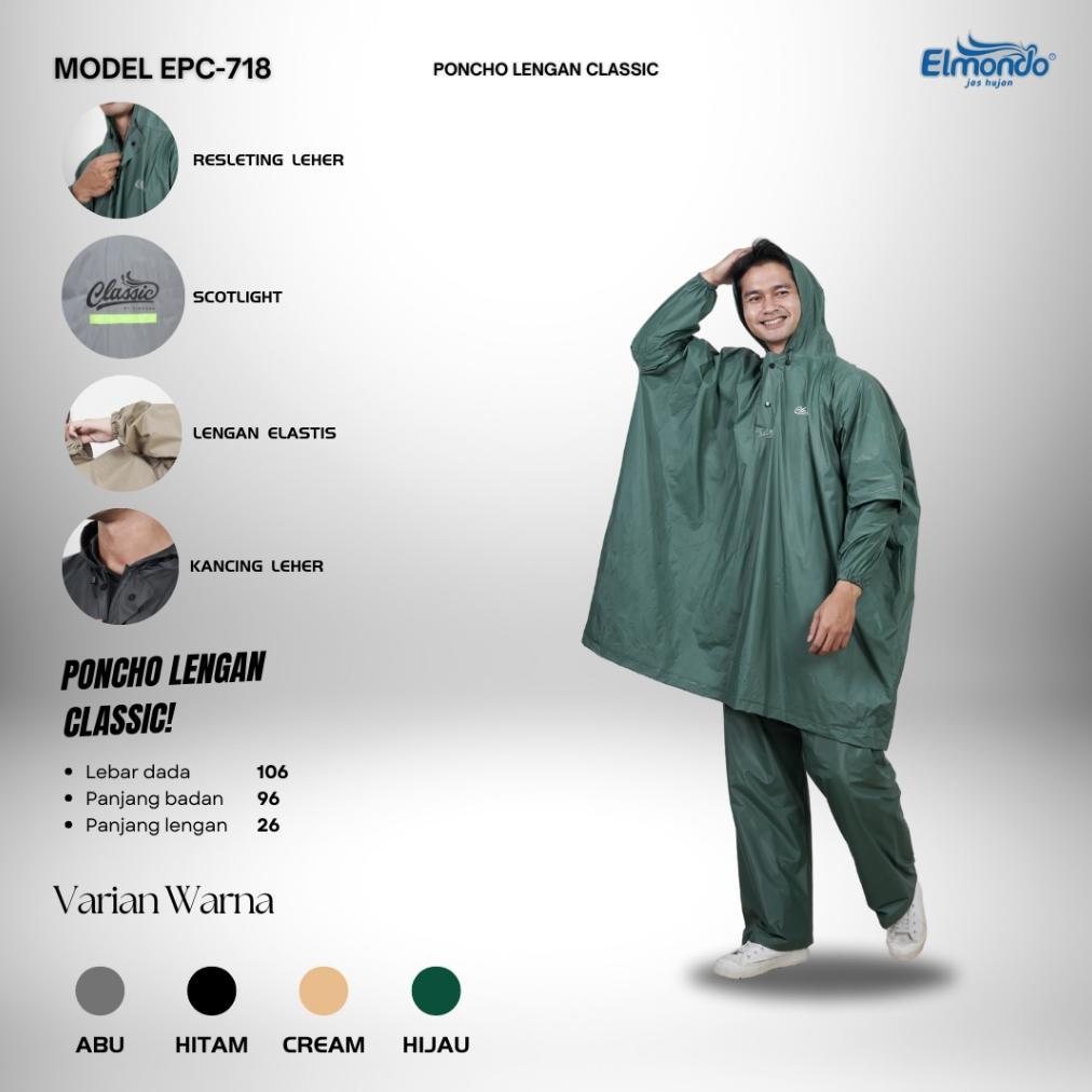 promo terbaru jas hujan classic elmondo 718 jas hujan ponco celana jumbo - jas hujan setelan tebal e