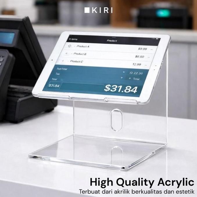 Holder Dudukan Tablet Akrilik | Stand Bracket Ipad Kasir | Standing Tablet Meja Kasir Acrylic HM