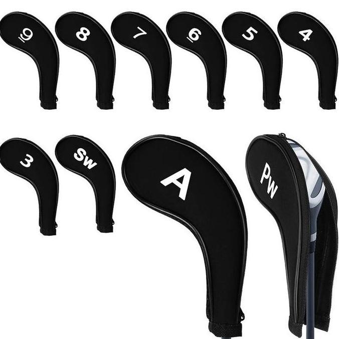 10pcs/Set Cover Pelindung Kepala Stik Golf Sarung Pelindung Cover Stik Golf Set Iron Club Stik