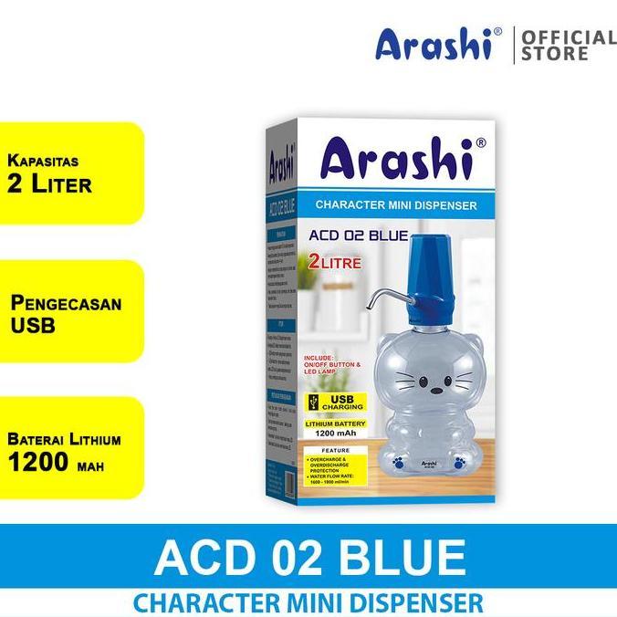 Arashi ACD 02 BLUE Pompa Galon Karakter Elektrik Dispenser 2 Liter
