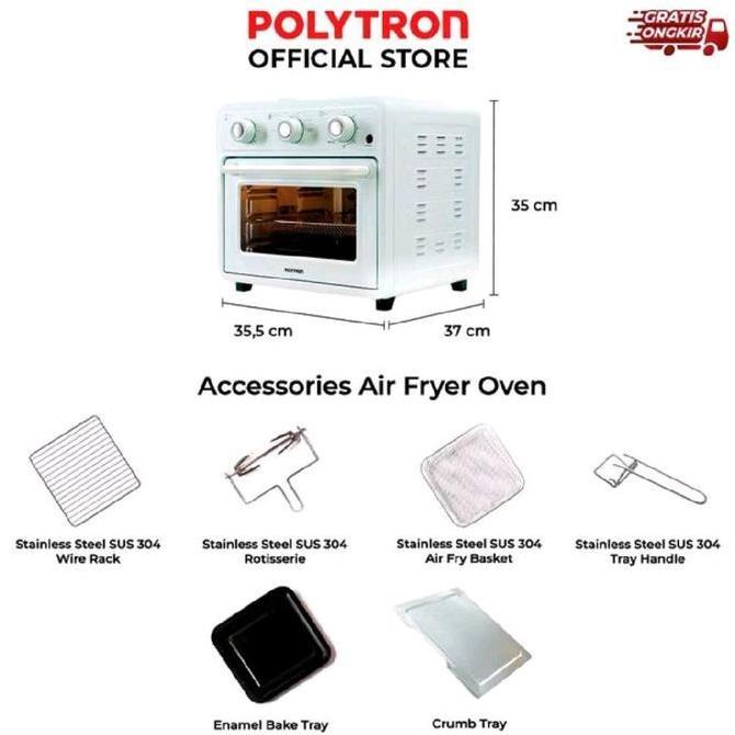 Rassdam123 POLYTRON PEO 25S1 Air Fryer Oven 25L dengan Teknologi Light Steam dan Kipas Konveksi Besa