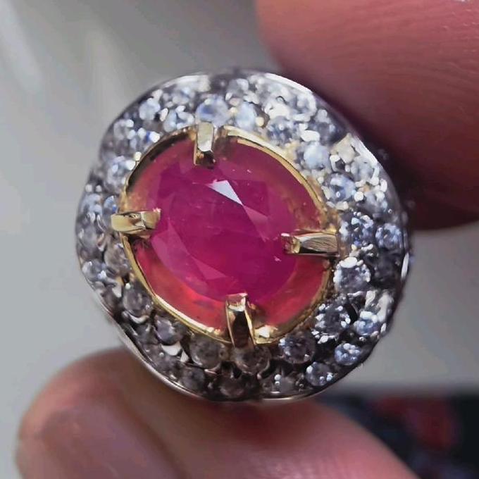 CINCIN BATU PERMATA RING PERAK RUBY 136.CT RED RUBY PSJ27