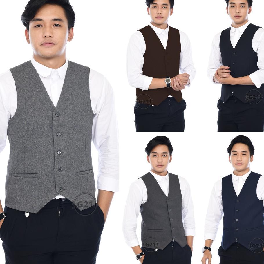 Rompi Vest Jas Pria Formal Hitam Slimfit Kerja Kantor Premium High Quality Rompi Pria Formal Rompi V